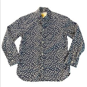 BODEN BOYS LONG SLEEVE BUTTON DOWN PLANET PATTERN SHIRT SIZE 9/10Y